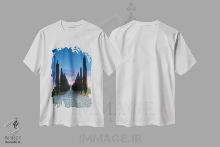 تیشرت سفید طرح دار مسیر سروها، مدیوم اثر فابیو آنتنور | immage.ir