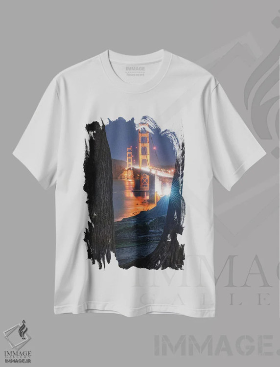 تیشرت سفید طرح دار پل قاب شده، مدیوم اثر فابیو آنتنور | فروشگاه ایماژ