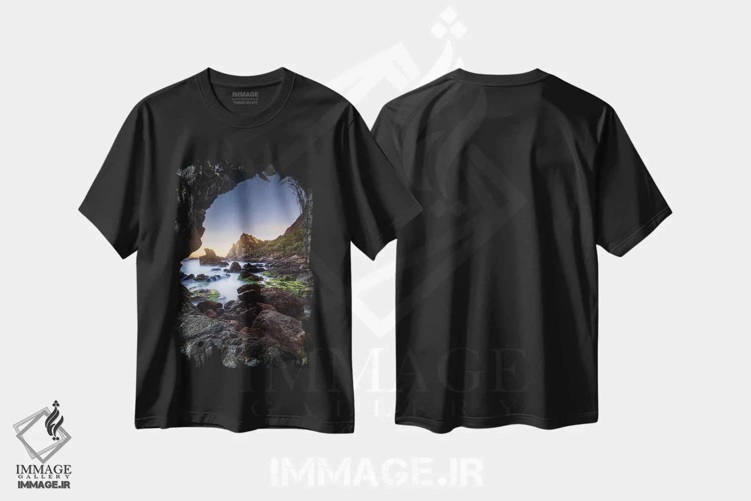 تیشرت مشکی طرح دار قاب شده، مدیوم اثر فابیو آنتنور | فروشگاه ایماژ