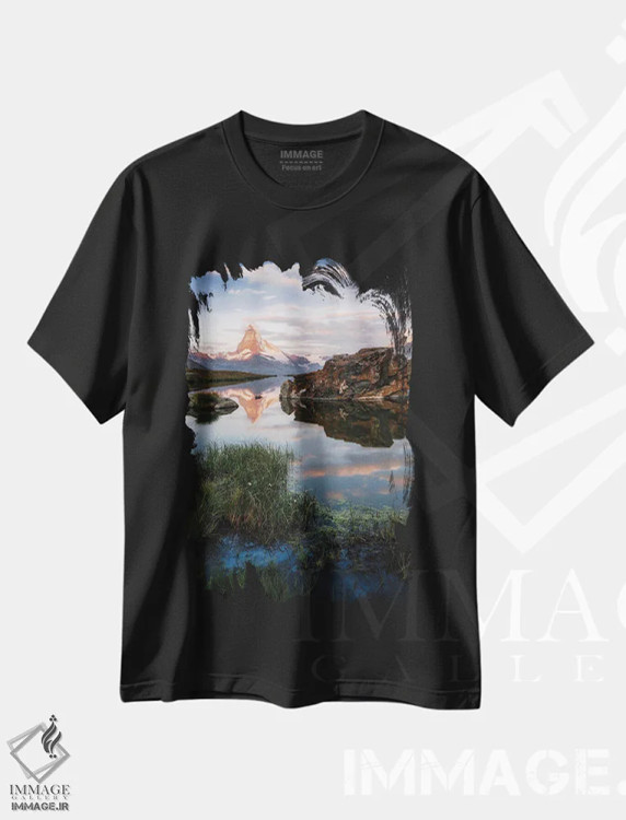 تیشرت مشکی طرح دار سبز و قرمز، مدیوم اثر فابیو آنتنور | فروشگاه ایماژ