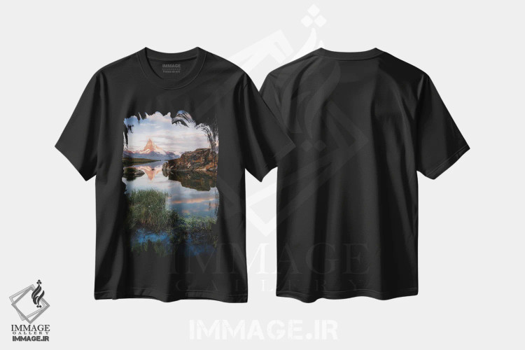 تیشرت مشکی طرح دار سبز و قرمز، مدیوم اثر فابیو آنتنور | فروشگاه ایماژ