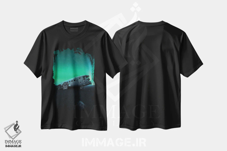 تیشرت مشکی طرح دار آخرین پرواز سبز، مدیوم اثر فابیو آنتنور | immage.ir