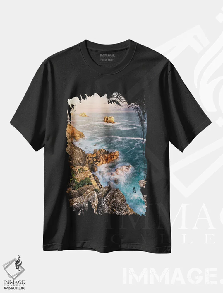 تیشرت مشکی طرح دار ساحل شمالی، مدیوم اثر فابیو آنتنور | فروشگاه ایماژ