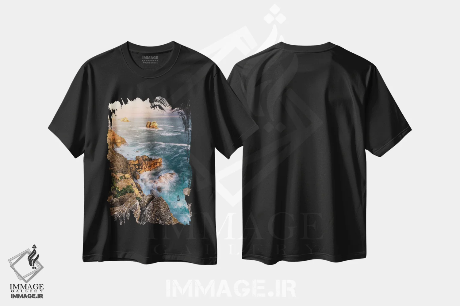 تیشرت مشکی طرح دار ساحل شمالی، مدیوم اثر فابیو آنتنور | فروشگاه ایماژ