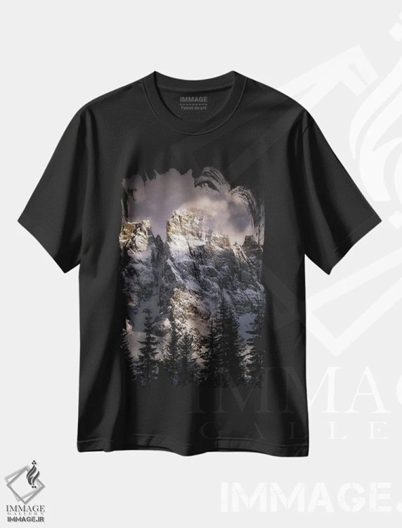 تیشرت مشکی طرح دار قله ها، مدیوم اثر فابیو آنتنور | فروشگاه ایماژ