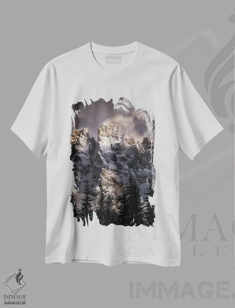 تیشرت سفید طرح دار قله ها، مدیوم اثر فابیو آنتنور | immage.ir
