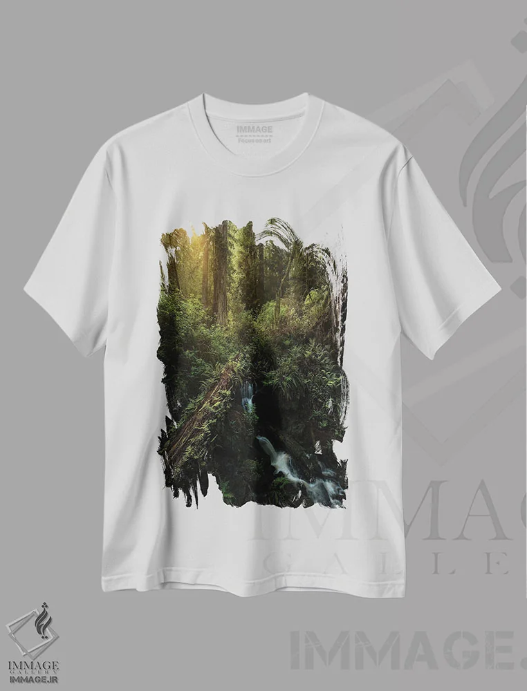 تیشرت سفید طرح دار خطوط سرخ چوب، مدیوم اثر فابیو آنتنور | فروشگاه ایماژ