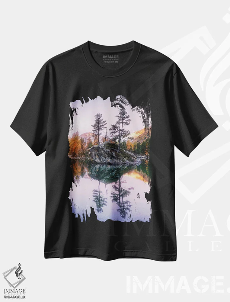 تیشرت مشکی طرح دار نزدیک سائوسئو، مدیوم اثر فابیو آنتنور | فروشگاه ایماژ
