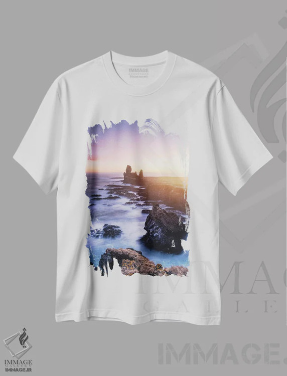 تیشرت سفید طرح دار غروب آفتاب، مدیوم اثر فابیو آنتنور | فروشگاه ایماژ