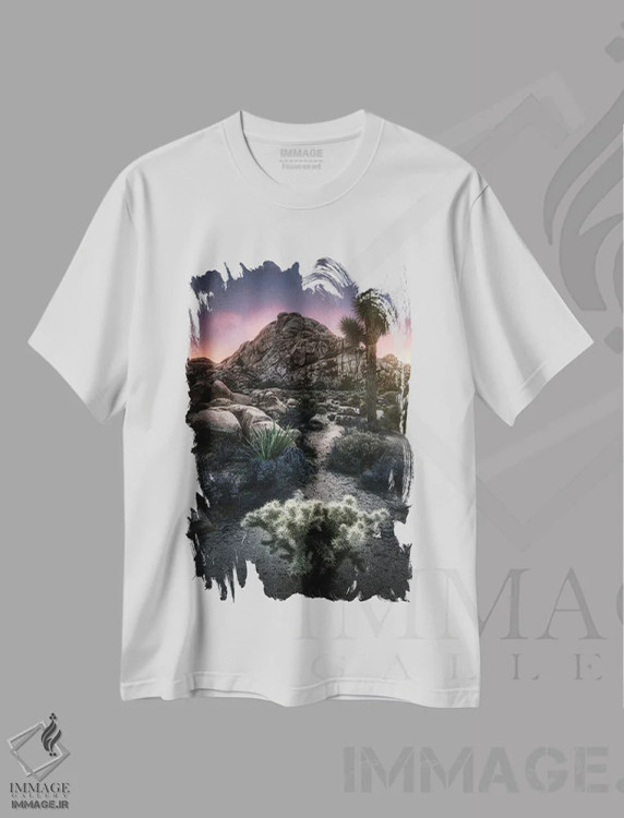 تیشرت سفید طرح دار کاکتوس و صخره، مدیوم اثر فابیو آنتنور | immage.ir
