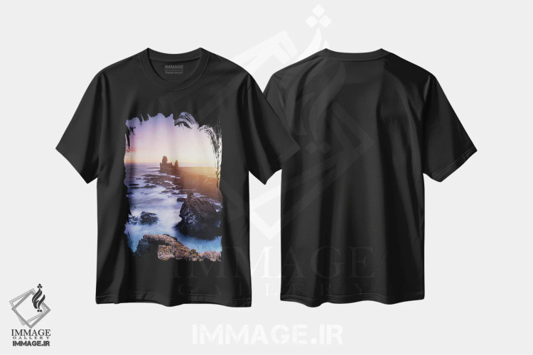 تیشرت مشکی طرح دار غروب آفتاب، مدیوم اثر فابیو آنتنور | immage.ir