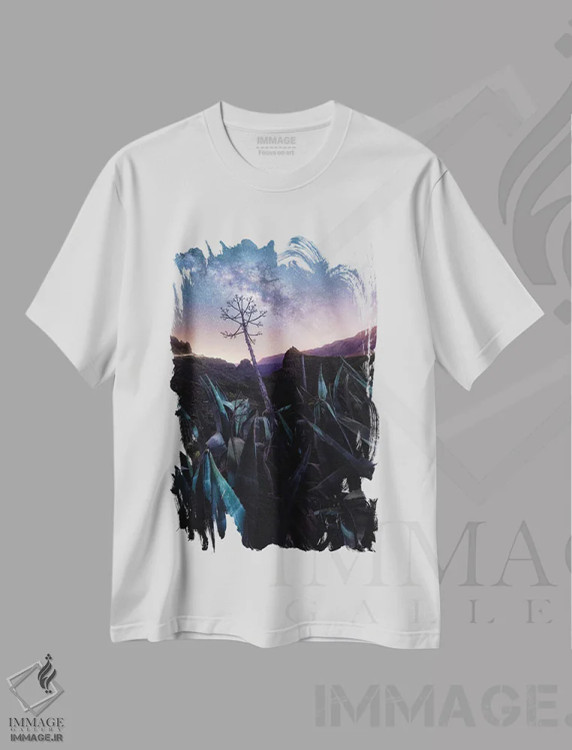 تیشرت سفید طرح دار لمس آسمان، مدیوم اثر فابیو آنتنور | فروشگاه ایماژ