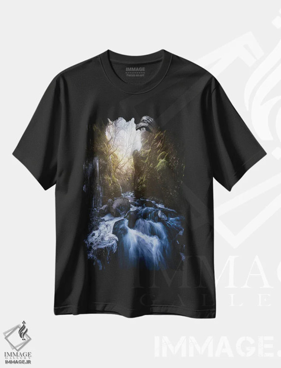 تیشرت مشکی طرح دار رودخانهٔ دره، عکاسی فوق واقع گرا اثر فابیو آنتنور | immage.ir