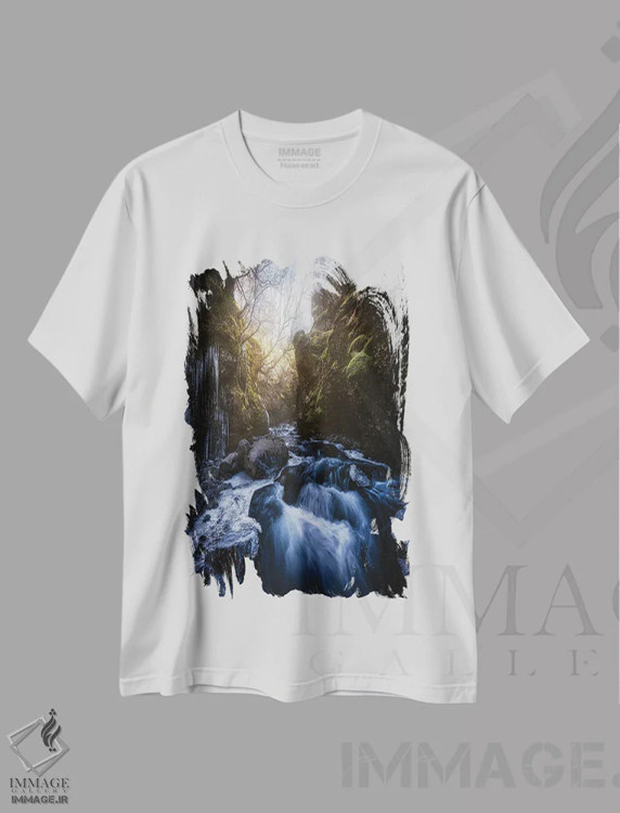 تیشرت سفید طرح دار رودخانهٔ دره، عکاسی فوق واقع گرا اثر فابیو آنتنور | فروشگاه ایماژ
