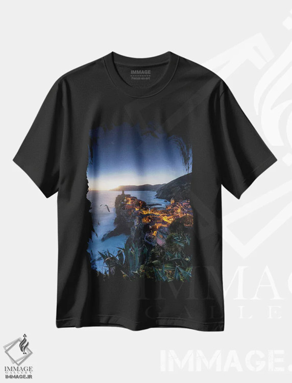 تیشرت مشکی طرح دار ورناتزا، مدیوم اثر فابیو آنتنور | فروشگاه ایماژ