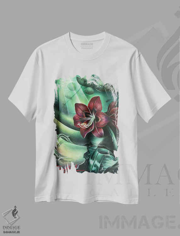 تیشرت سفید طرح دار تولد دوباره، هنر فاخر معاصر اثر فلورنسیا دگراف | فروشگاه ایماژ