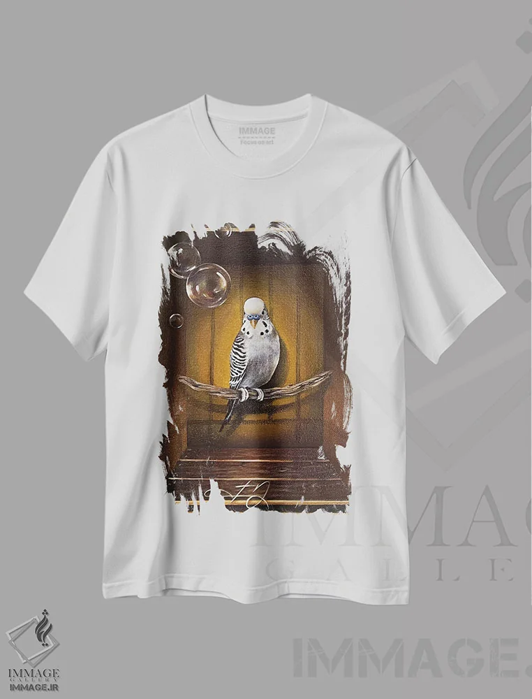 تیشرت سفید طرح دار هوا، هنر فاخر معاصر اثر فلورنسیا دگراف | immage.ir