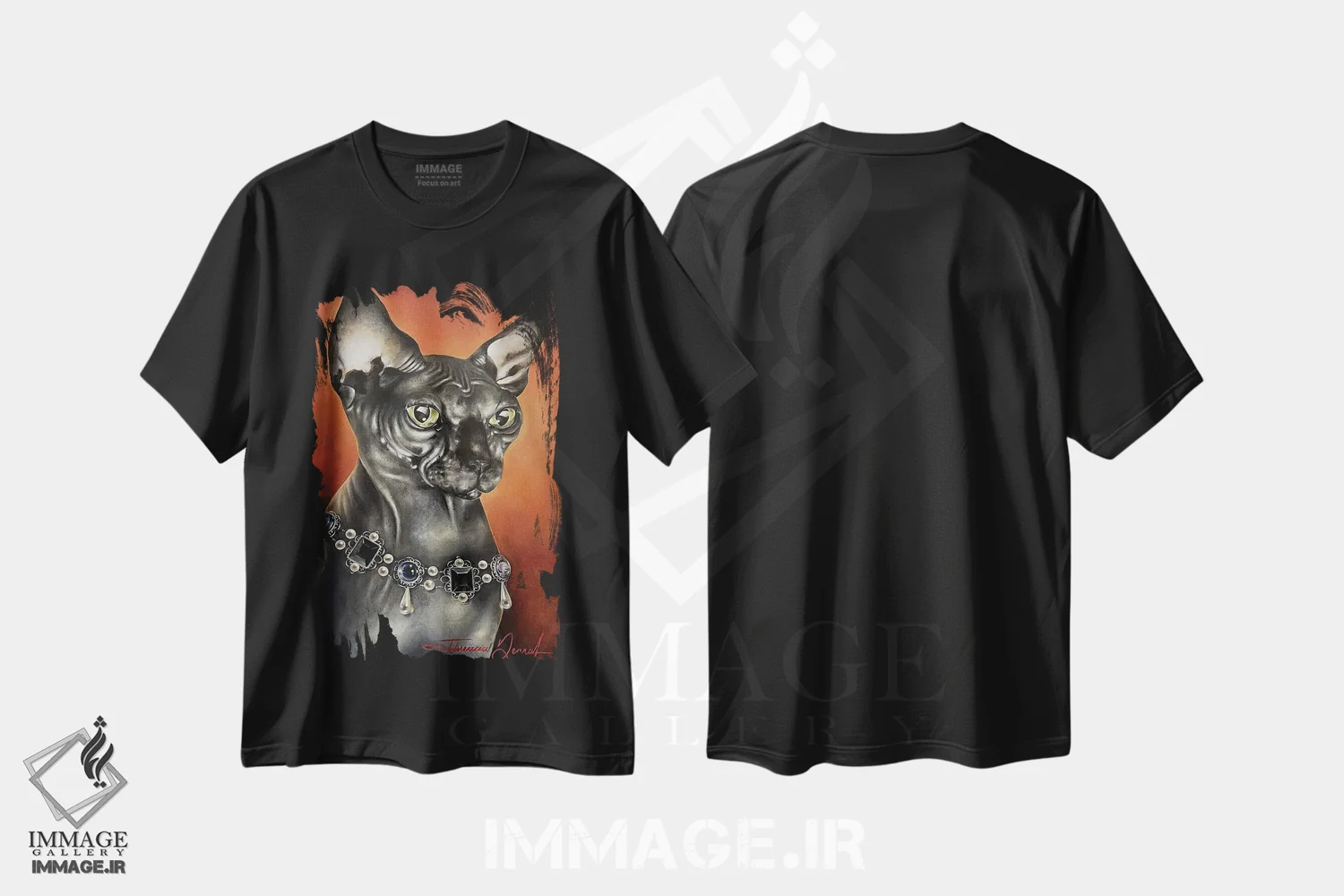 تیشرت مشکی طرح دار پریسمو، هنر فاخر معاصر اثر فلورنسیا دگراف | فروشگاه ایماژ