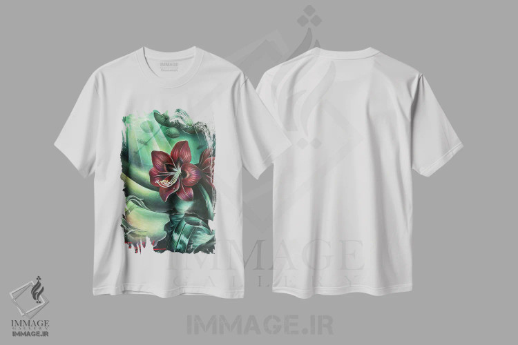 تیشرت سفید طرح دار تولد دوباره، هنر فاخر معاصر اثر فلورنسیا دگراف | فروشگاه ایماژ