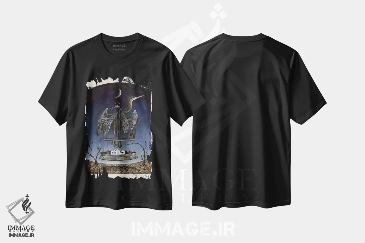 تیشرت مشکی طرح دار آنهینگا، هنر فاخر معاصر اثر فلورنسیا دگراف | فروشگاه ایماژ