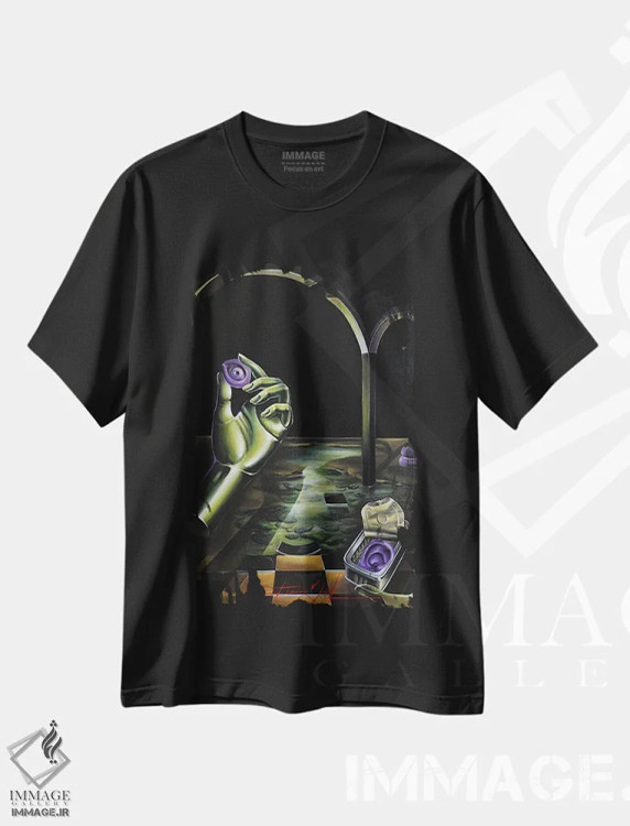 تیشرت مشکی طرح دار دوران سبز، هنر فاخر معاصر اثر فلورنسیا دگراف | immage.ir