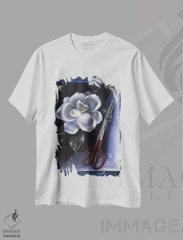 تیشرت سفید طرح دار زمین، دکوراسیون جایگزین اثر فلورنسیا دگراف | فروشگاه ایماژ