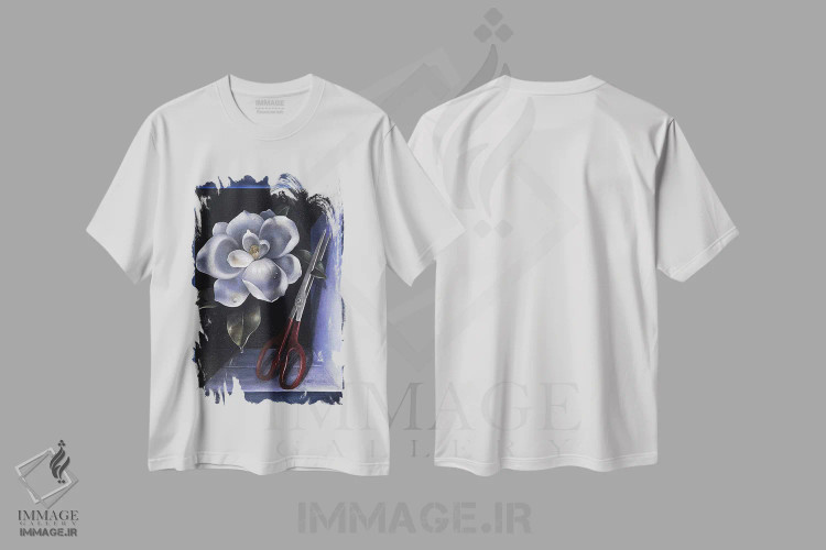 تیشرت سفید طرح دار زمین، دکوراسیون جایگزین اثر فلورنسیا دگراف | فروشگاه ایماژ