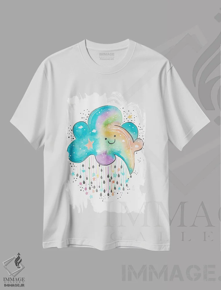تیشرت سفید طرح دار لبخندی کوچک، تزئینی اثر اف ان کی دیزاینز | immage.ir