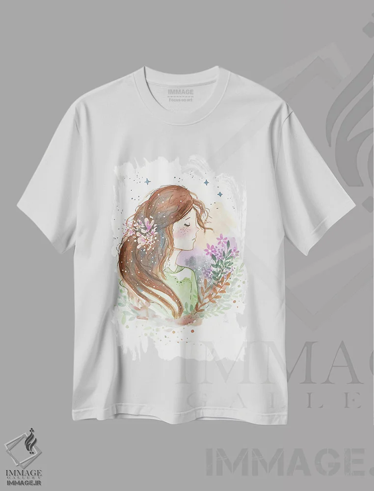 تیشرت سفید طرح دار هالهٔ الهی، تزئینی اثر اف ان کی دیزاینز | فروشگاه ایماژ