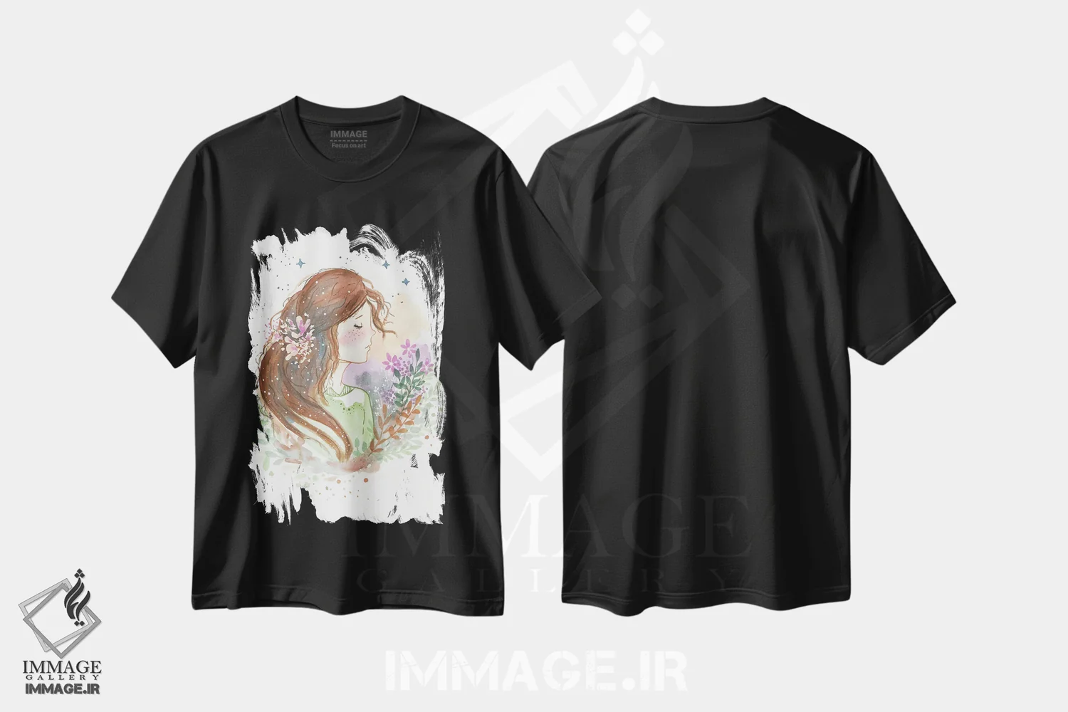 تیشرت مشکی طرح دار هالهٔ الهی، تزئینی اثر اف ان کی دیزاینز | immage.ir