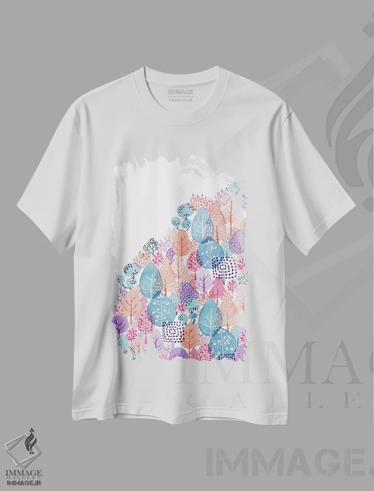 تیشرت سفید طرح دار نور عصرگاهی، تزئینی اثر اف ان کی دیزاینز | فروشگاه ایماژ