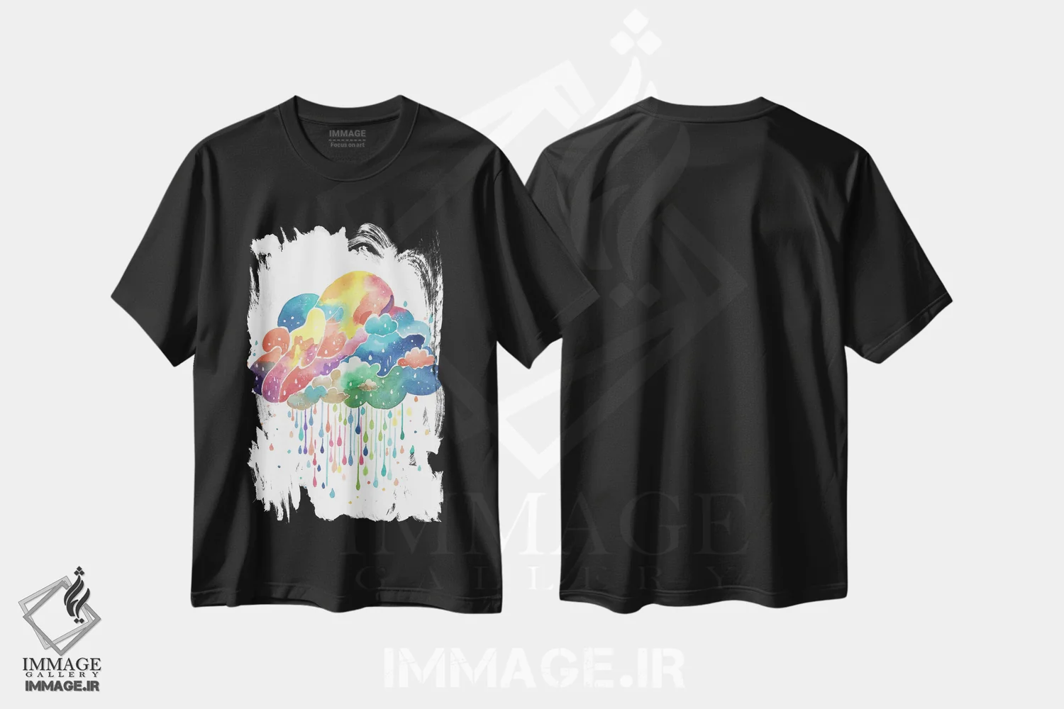 تیشرت مشکی طرح دار آسمان پنهان، تزئینی اثر اف ان کی دیزاینز | فروشگاه ایماژ