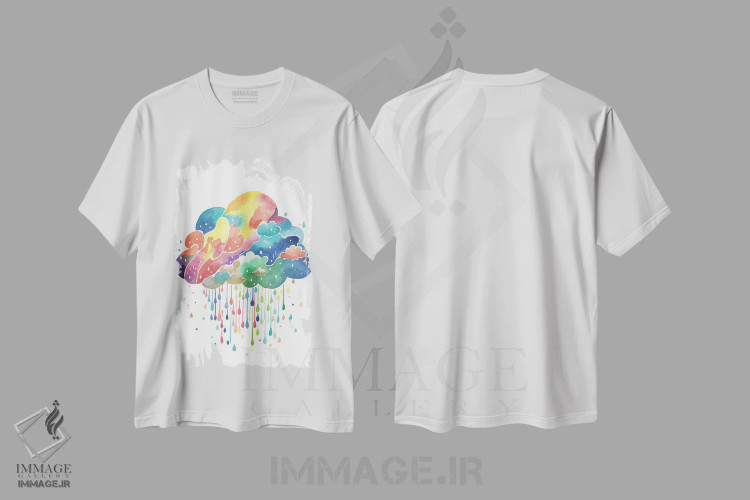 تیشرت سفید طرح دار آسمان پنهان، تزئینی اثر اف ان کی دیزاینز | immage.ir