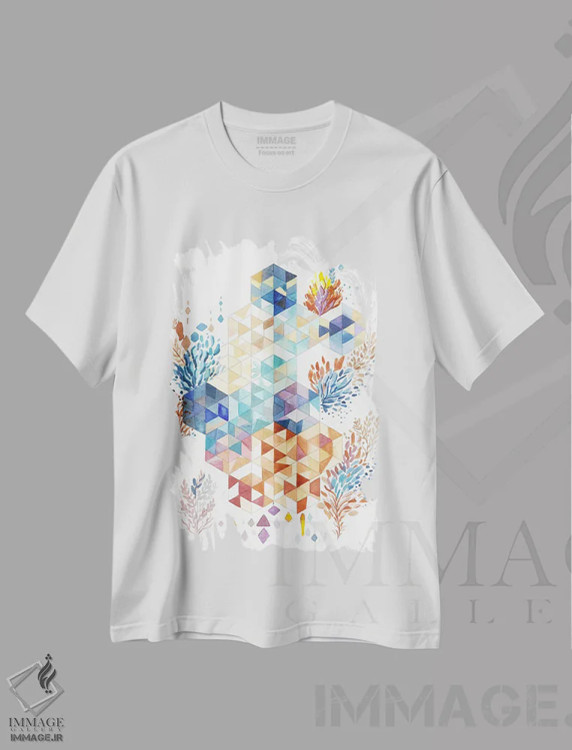 تیشرت سفید طرح دار هندسی، تزئینی اثر اف ان کی دیزاینز | immage.ir