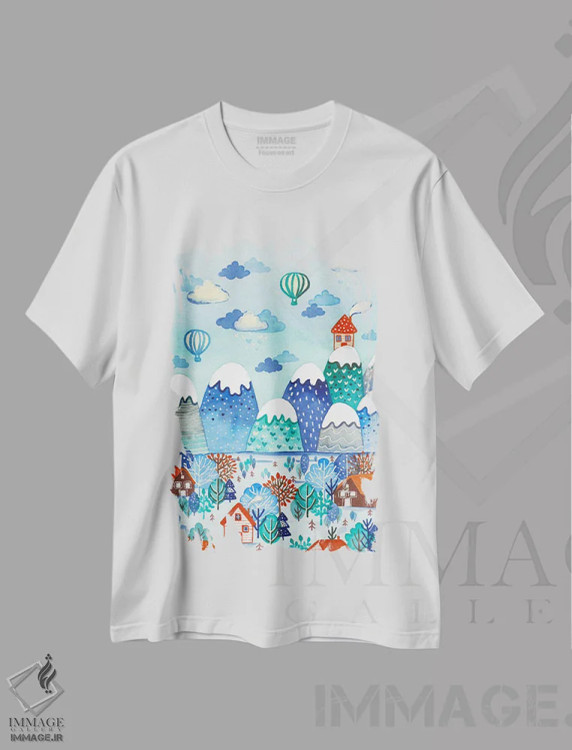 تیشرت سفید طرح دار زندگی بر قله، تزئینی اثر اف ان کی دیزاینز | فروشگاه ایماژ