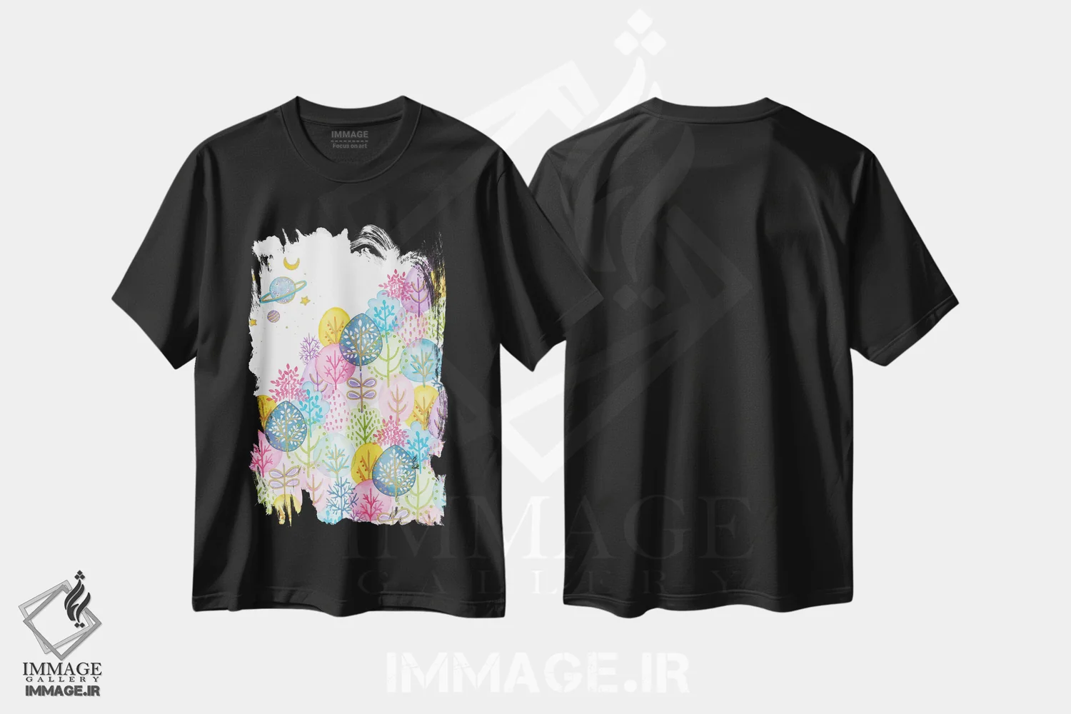 تیشرت مشکی طرح دار ژوپیتر، تزئینی اثر اف ان کی دیزاینز | فروشگاه ایماژ