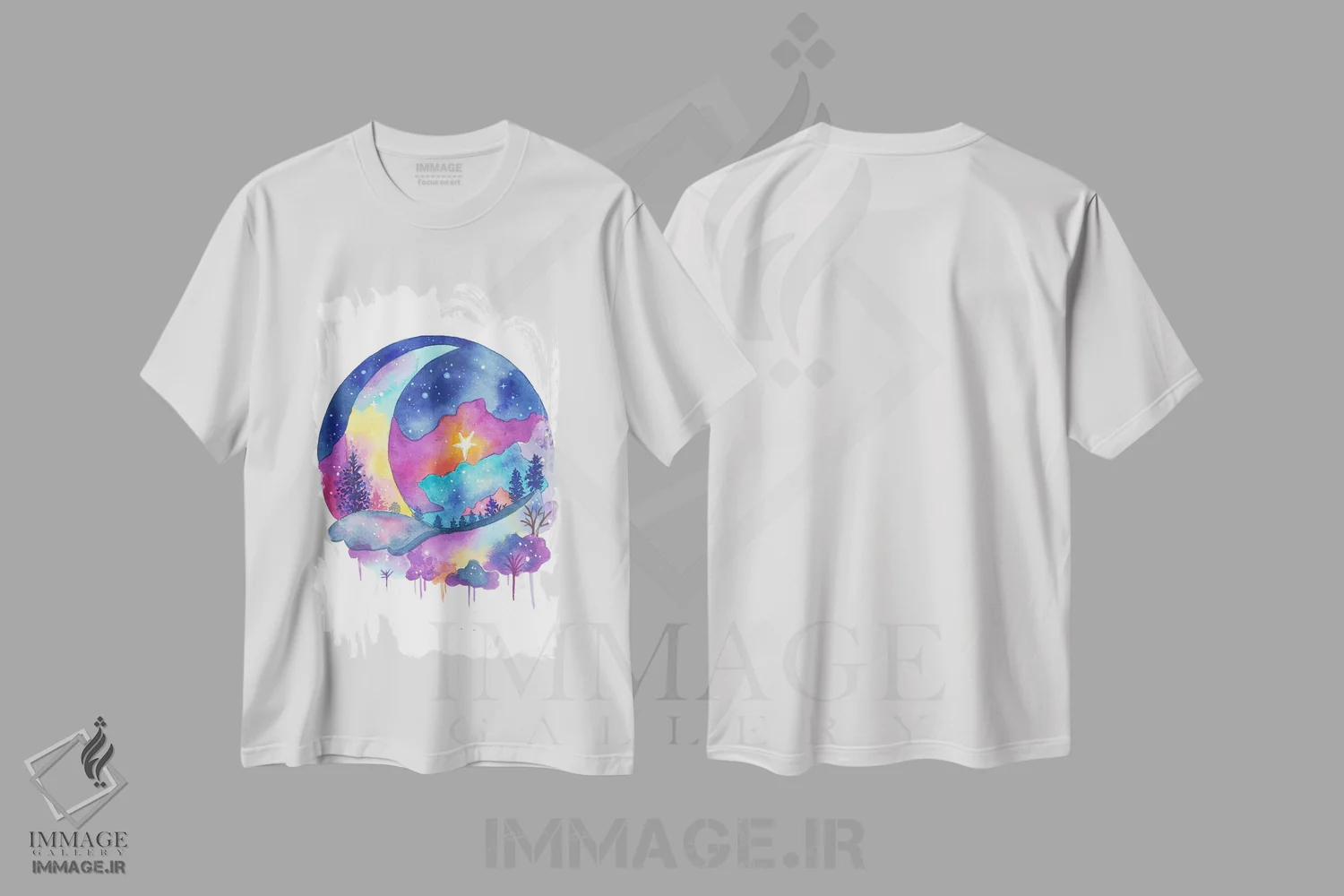 تیشرت سفید طرح دار عشق ماه، تزئینی اثر اف ان کی دیزاینز | فروشگاه ایماژ