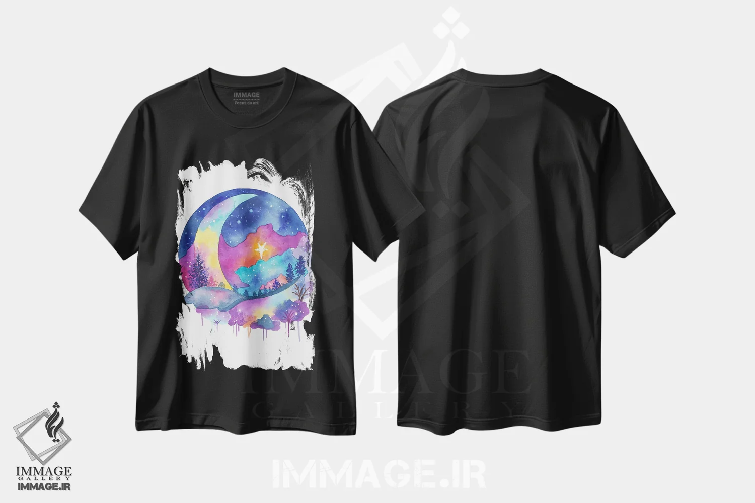 تیشرت مشکی طرح دار عشق ماه، تزئینی اثر اف ان کی دیزاینز | immage.ir