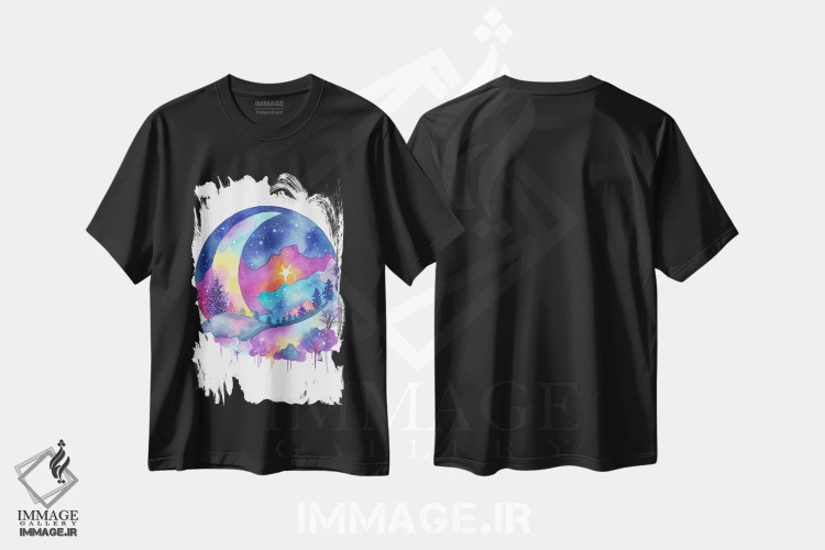 تیشرت مشکی طرح دار عشق ماه، تزئینی اثر اف ان کی دیزاینز | immage.ir