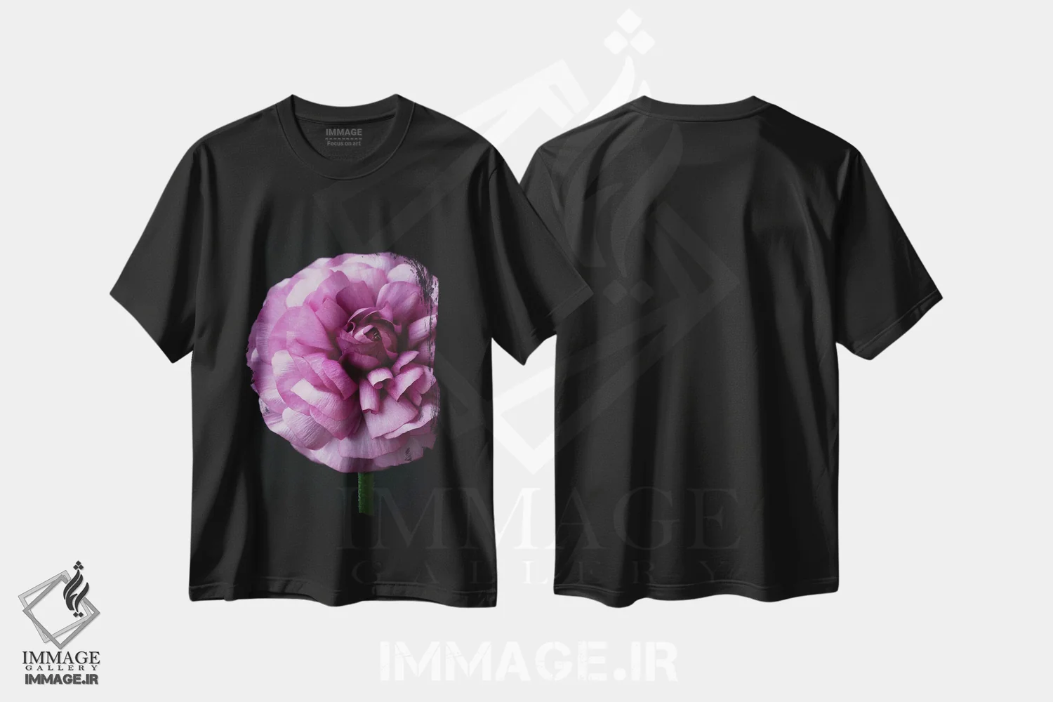 تیشرت مشکی طرح دار گل آب نباتی، مدیوم اثر آلیسون فنل | فروشگاه ایماژ