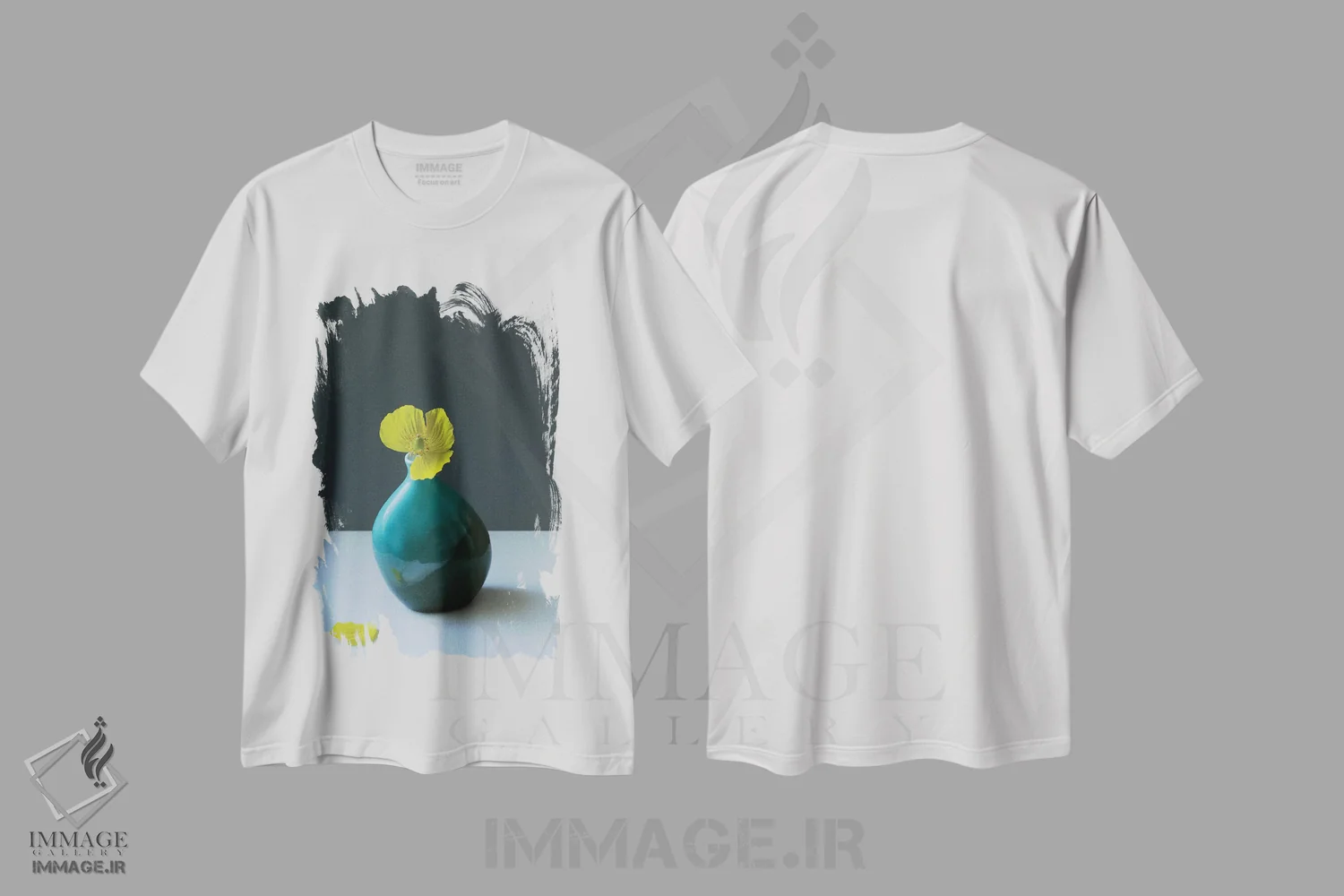 تیشرت سفید طرح دار طبیعت بی جان خشخاش زرد ولزی، مدیوم اثر آلیسون فنل | فروشگاه ایماژ