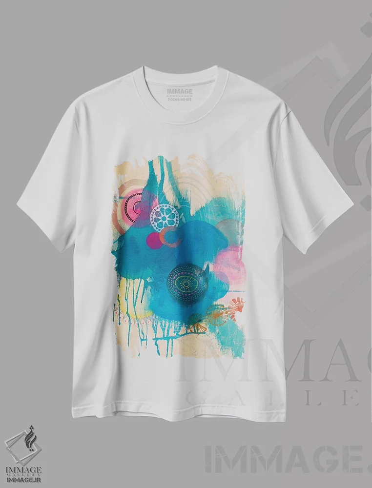 تیشرت سفید طرح دار آبی چندگانه اثر فِیث ایوانز-سیلز | immage.ir