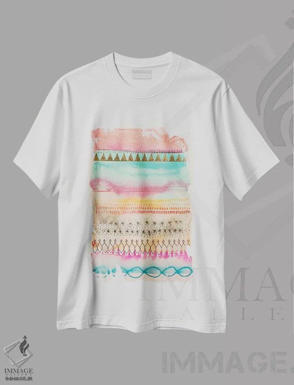تیشرت سفید طرح دار مانع، آبستره اثر فِیث ایوانز-سیلز | فروشگاه ایماژ