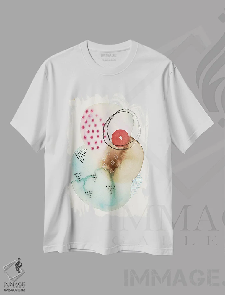 تیشرت سفید طرح دار پاشش ۱ اثر فِیث ایوانز-سیلز | فروشگاه ایماژ