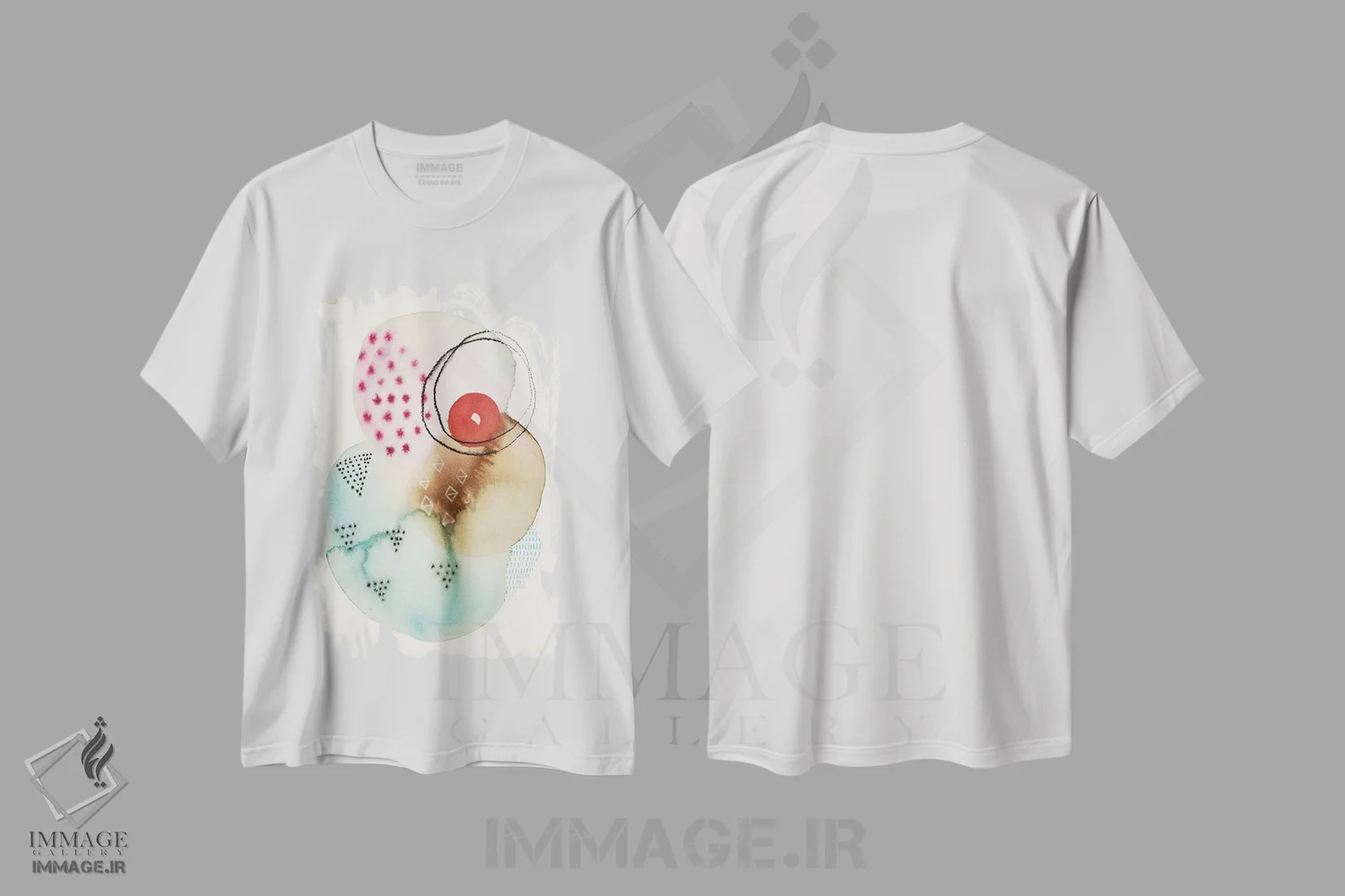 تیشرت سفید طرح دار پاشش ۱ اثر فِیث ایوانز-سیلز | فروشگاه ایماژ