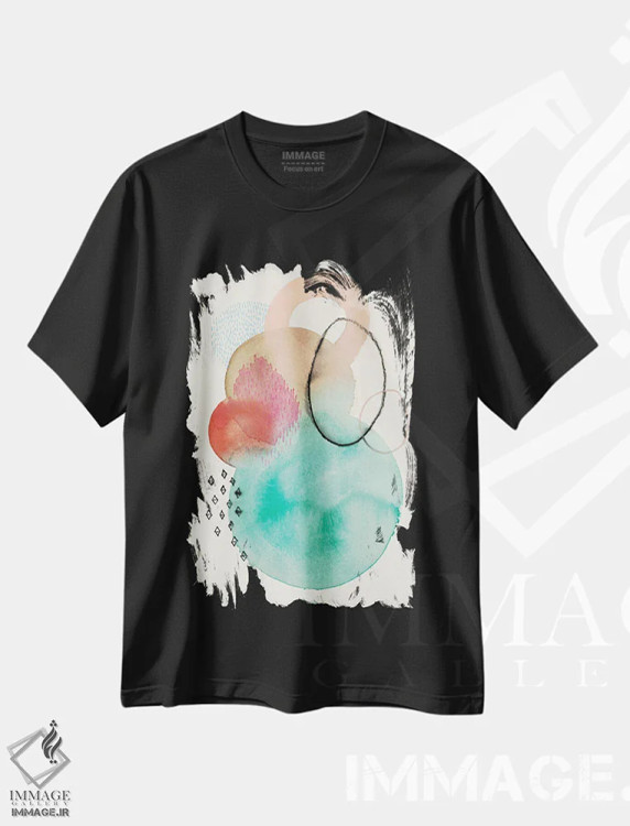 تیشرت مشکی طرح دار پاشش ۲ اثر فِیث ایوانز-سیلز | فروشگاه ایماژ