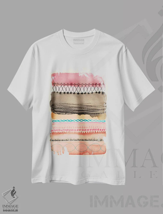 تیشرت سفید طرح دار مرز، آبستره اثر فِیث ایوانز-سیلز | فروشگاه ایماژ