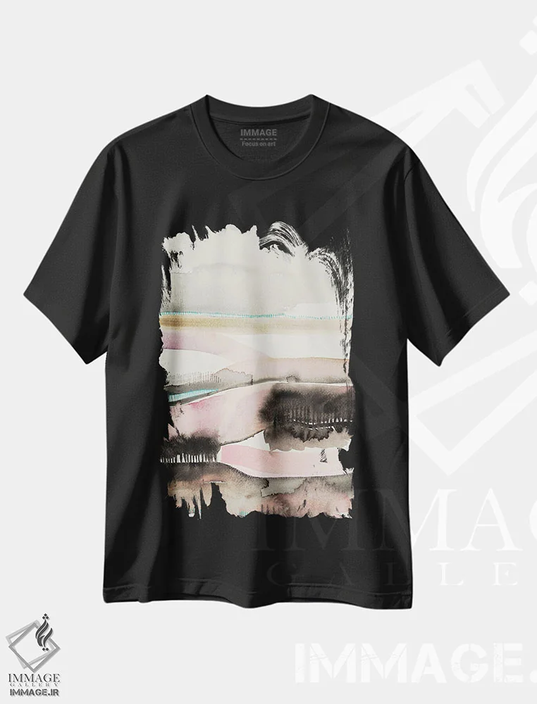 تیشرت مشکی طرح دار لبهٔ غروب خورشید، آبستره اثر فِیث ایوانز-سیلز | immage.ir