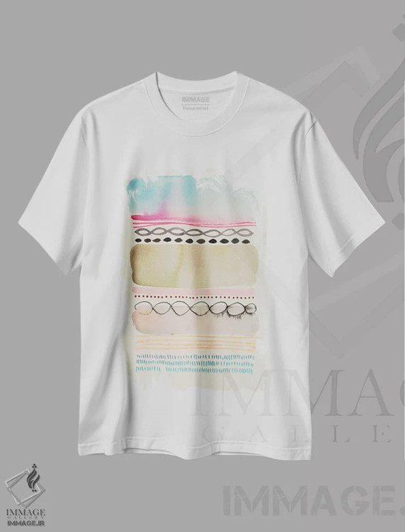تیشرت سفید طرح دار مرز ۲، آبستره اثر فِیث ایوانز-سیلز | فروشگاه ایماژ