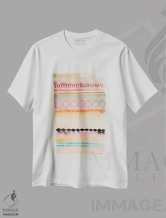 تیشرت سفید طرح دار مرز ۱، آبستره اثر فِیث ایوانز-سیلز | immage.ir